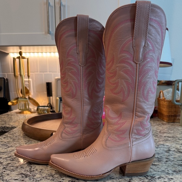 Tecovas Pink Heeled Boots - Picture 2 of 7
